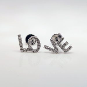 0.16ct "Love" Statement Diamond Stud Earrings 18k White Gold | 35561