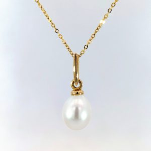 Freshwater Pearl Pearl Teardrop Necklace 9k Yellow Gold | 37413