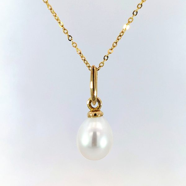 Freshwater Pearl Pearl Teardrop Necklace 9k Yellow Gold | 37413