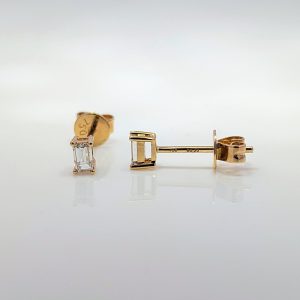 0.21ct Baguette Diamond Stud Earrings 18k Yellow Gold | 39742