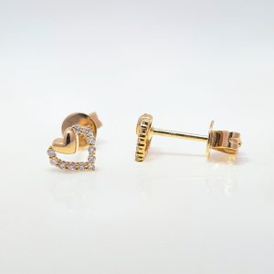 0.09ct Heart Shaped Diamond Stud Earrings 18k Yellow Gold | 39743
