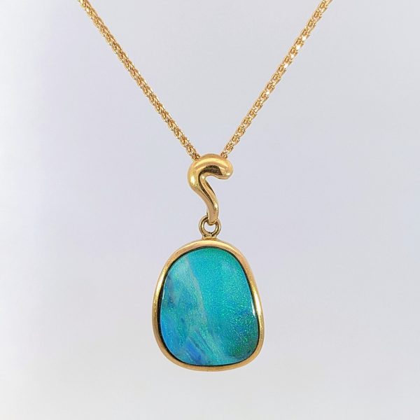 Pre-Loved Blue Opal Necklace 9k Yellow Gold | 39940