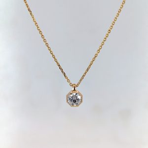 0.40ct Round Brilliant Cut Bezel Set Lab Grown Diamond Necklace 9ct Yellow Gold | 41007