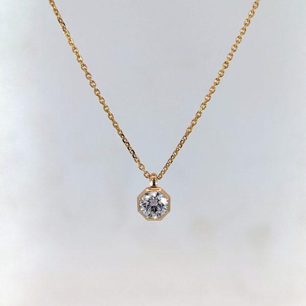 0.40ct Round Brilliant Cut Bezel Set Lab Grown Diamond Necklace 9ct Yellow Gold | 41007