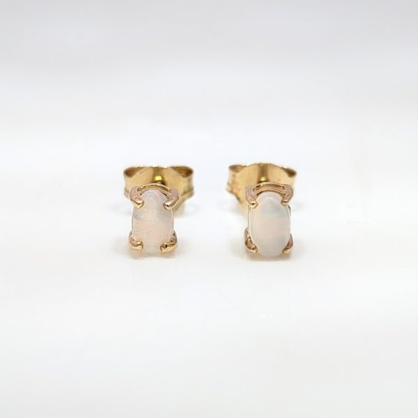 Small Oval Opal Stud Earrings 9k Yellow Gold | 41249 - Image 2