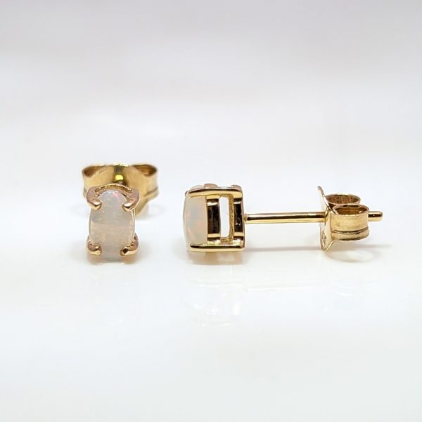 Small Oval Opal Stud Earrings 9k Yellow Gold | 41249