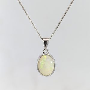 18" Opal Necklace 9k White Gold | 42542