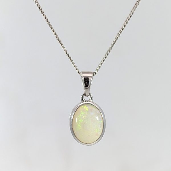 18" Opal Necklace 9k White Gold | 42542