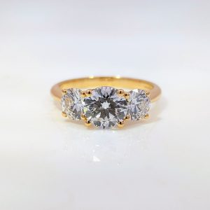2.39ct Trilogy Lab-Grown Diamond Engagement Ring 18k Yellow Gold | 42909