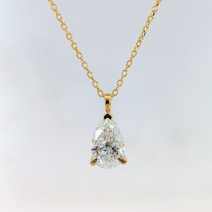 1.57ct Lab Grown Pear Diamond Necklace 18k Yellow Gold | 43064