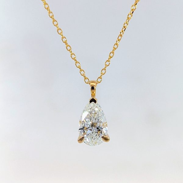 1.57ct Lab Grown Pear Diamond Necklace 18k Yellow Gold | 43064