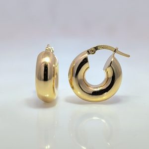 Wide Tube Hoop Earrings 9k Yellow Gold | 43233