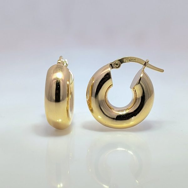 Wide Tube Hoop Earrings 9k Yellow Gold | 43233