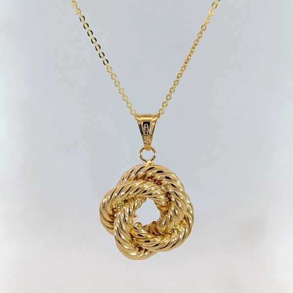 Ladies Love Knot Pendant and 18" Chain Necklace 9k Yellow Gold | 43236