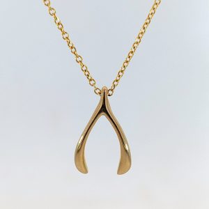 Wishbone Necklace 9ct Yellow Gold 18" adjustable Belcher chain | 16510