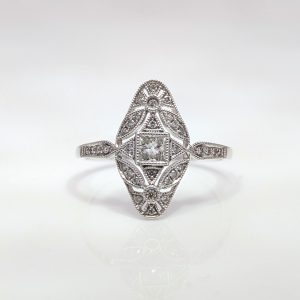 0.30ct Diamond Art Deco Style Ring 18k White Gold | 21101