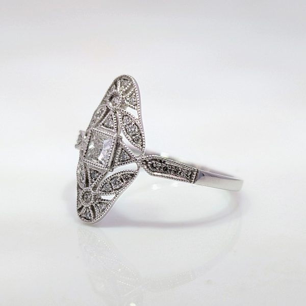 0.30ct Diamond Art Deco Style Ring 18k White Gold | 21101