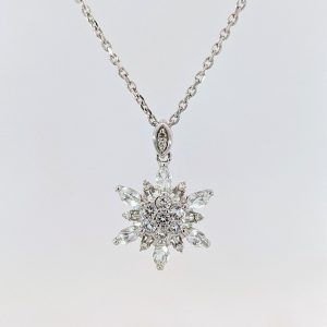 Diamond Snowflake Pendant 9k White Gold | 25338
