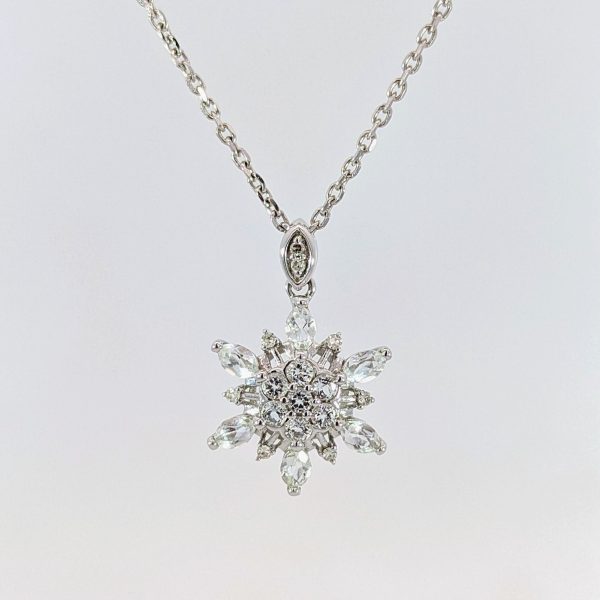 Diamond Snowflake Pendant 9k White Gold | 25338