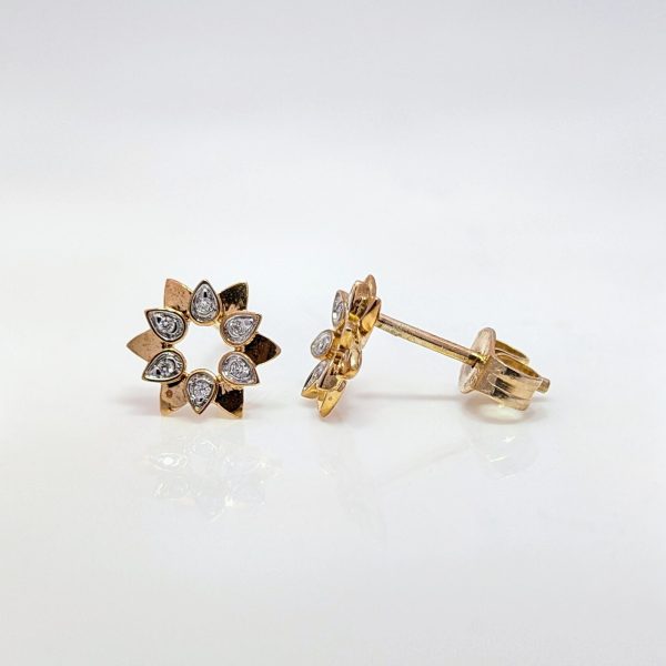 Bezel Set Diamond Star Stud Earrings 9k Yellow Gold | 34194