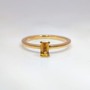 Baguette Cut Citrine Promise Ring 18k Yellow Gold | 36832