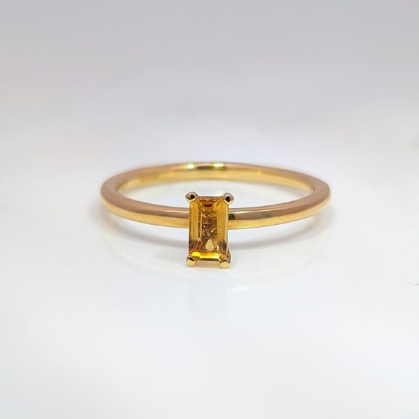 Baguette Cut Citrine Promise Ring 18k Yellow Gold | 36832