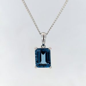 London Blue Topaz Pendant 9k White Gold | 37105