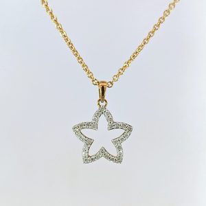 Diamond Star Necklace 18" Chain 9k Yellow Gold | 9123