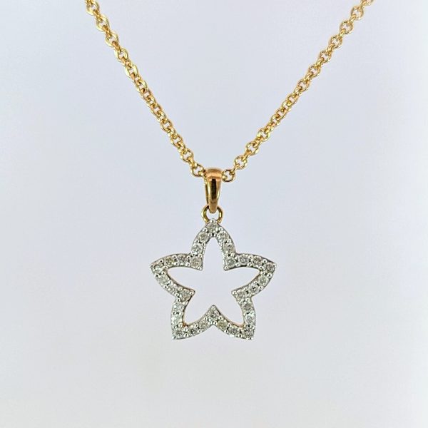 Diamond Star Necklace 18" Chain 9k Yellow Gold | 9123