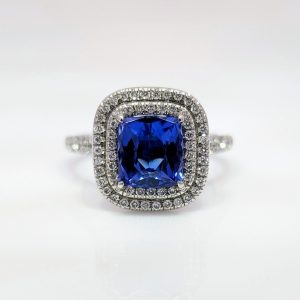 2.81ct Tanzanite & Diamond Double Cluster Ring Platinum | 15000