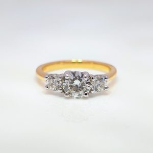 1.30ct Trilogy Round Brilliant Cut Diamond Ring 18k Yellow Gold | 33624