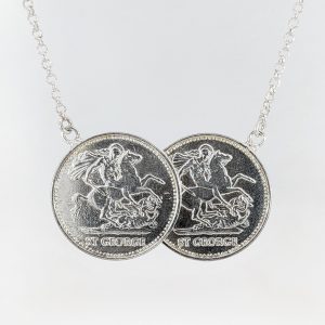 Stirling Silver Double Sovereign Coin 17" Necklace | 41620