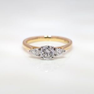 1.13ct Trilogy Round & Pear Cut Diamond Ring 18k Yellow Gold & Platinum | 42307