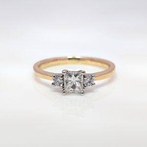 0.53ct Trilogy Princess Cut Diamond Engagement Ring 18k Yellow Gold | 42484