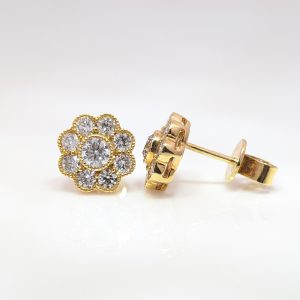 1.10ct Diamond Floral Stud Earrings 18k Yellow Gold | 20738