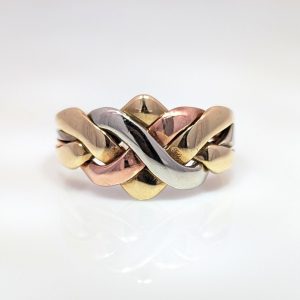 Pre-Loved Gents 4 Piece Multi-Coloured Puzzle Ring 9k Gold | 31423