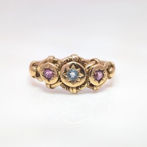 Pre-Loved Pink Tourmaline and Topaz Ring 9k Yellow Gold | 36791