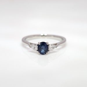 0.58ct Oval Trilogy Sapphire and Diamond Engagement Ring Platinum | 39510