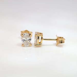 1.06ct Oval Lab Grown Diamond Studs 18k Yellow Gold | 42776
