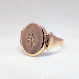 Pre-Loved Gents Single Diamond Signet Ring 9k Rose Gold | 43524