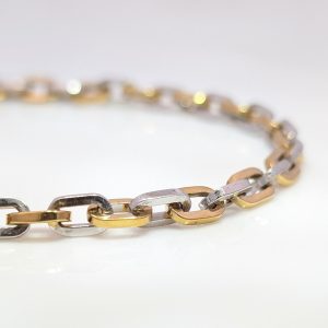 7.5" Inch Two-Tone Open Link Chain Bracelet 9k Yellow & White Gold | 6756