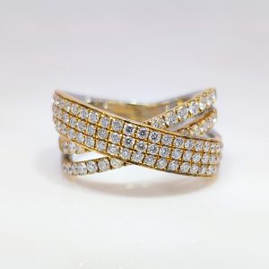 1.50ct Diamond Crossover Ring Half Eternity Style 18k Yellow Gold and White Gold | 9786