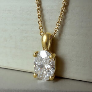 1.52ct Oval Solitaire Lab Grown Diamond Pendant 18ct Yellow Gold | 39617