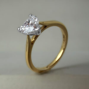 Heart Shaped Lab Grown Diamond Ring 18k Yellow Gold and Platinum | 39376