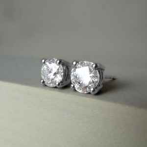 2.01ct Lab Grown Round Brilliant Cut Diamond Stud Earrings Platinum | 42922
