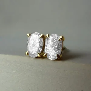 1.06ct Oval Lab Grown Diamond Studs 18k Yellow Gold | 42776
