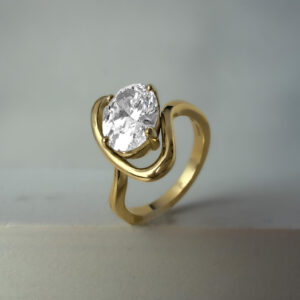 2ct Oval Lab-Grown Diamond Swirl Engagement Ring 18k Yellow Gold | 43721
