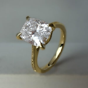 2.44ct Lab-Grown Elongated Cushion Cut Diamond Engagement Ring 18k Yellow Gold | 43301