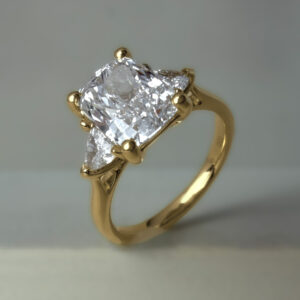 2.59ct Trilogy Elongated Cushion Cut Lab-Grown and Natural Diamond 18K Yellow Gold | 42039