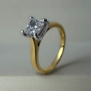 1.15ct Princess Cut Lab Grown Diamond Ring 18k Yellow Gold and Platinum | 35118